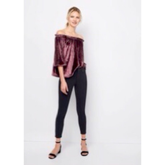 GAP Velvet off-shoulder top in Vamp Red - Picture 3 of 8